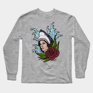 Shark Lady Head Long Sleeve T-Shirt